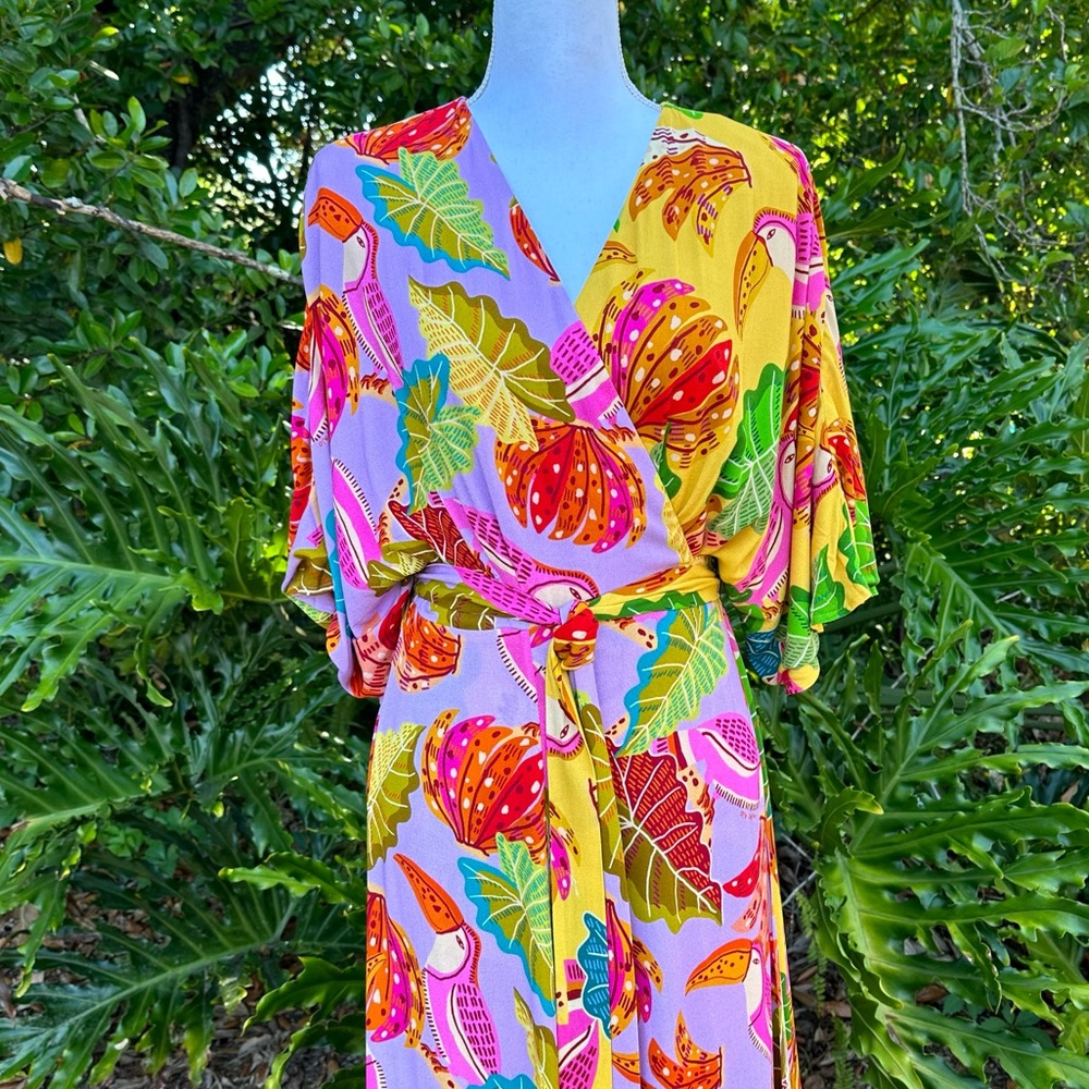 FARM RIO Mixed Beaks & Bananas Maxi Wrap Dress - Picture 7 of 16